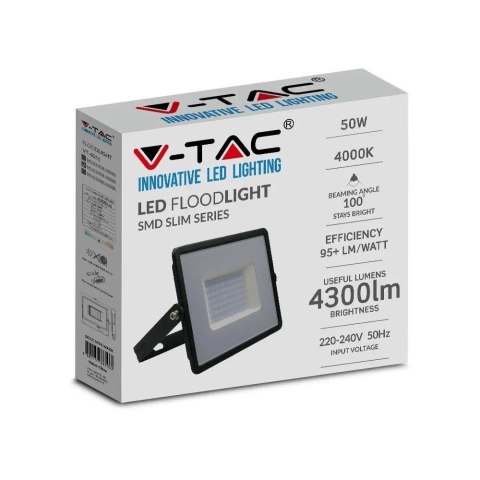 Naświetlacz LED V-TAC 50W SMD E-series czarny VT-4051 4000K 4300lm