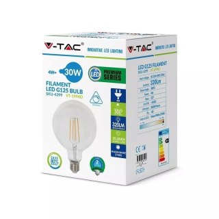 Żarówka LED V-TAC 4W filament E27 G125 ściemnialna VT-1994D 2700K 320lm