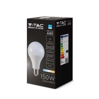 Żarówka LED V-TAC SAMSUNG CHIP 20W E27 A80 120Lm/W VT-233 4000K 2452lm 5 lat gwarancji