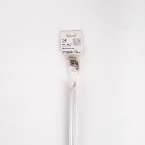 Profil do LED zestaw, ALU anodowany V-TAC 2mb klosz mleczny 17,2x15,5mm VT-8110