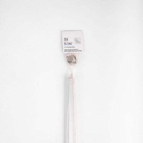 Profil do LED zestaw, ALU anodowany kątowy V-TAC 2mb klosz mleczny 15,8x15,8mm VT-8109