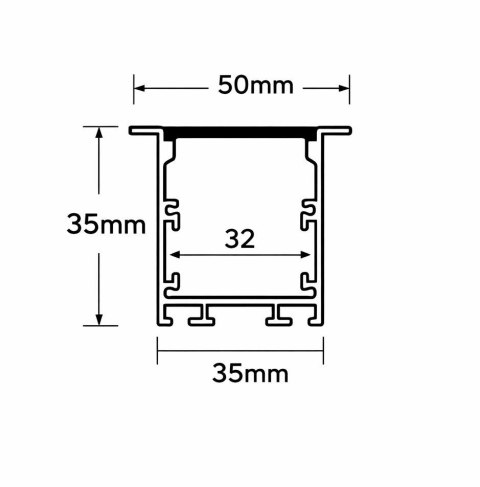 Profil do LED zestaw, ALU anodowany wpuszczany V-TAC 2mb klosz mleczny 50x35mm VT-8126