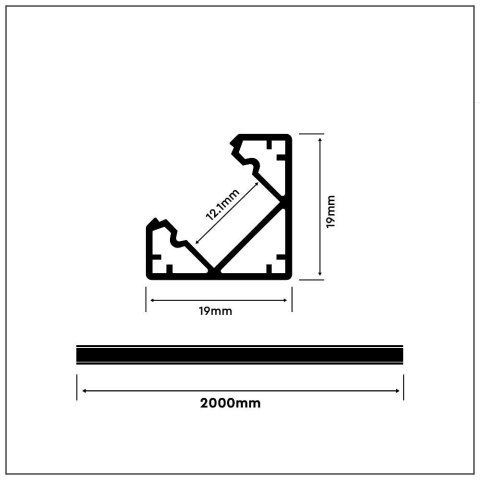 Profil do LED zestaw, ALU kątowy biały V-TAC 2mb klosz mleczny 19x19mm VT-8114W 5 lat gwarancji