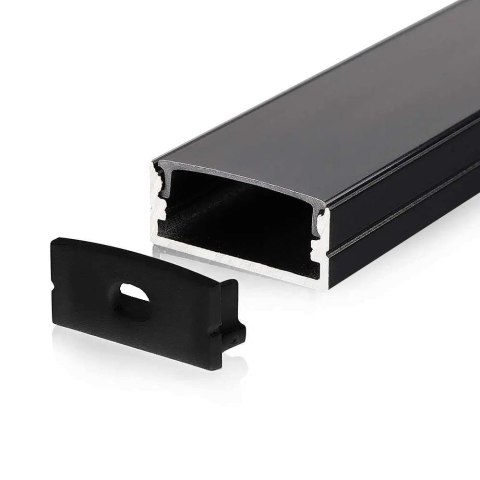 Profil do LED zestaw, ALU na dwie taśmy czarny V-TAC 2mb czarny klosz 23,5x10mm VT-8108