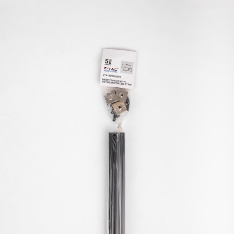 Profil do LED zestaw, ALU wpuszczany czarny V-TAC 2mb klosz czarny 24,7x7mm VT-8106