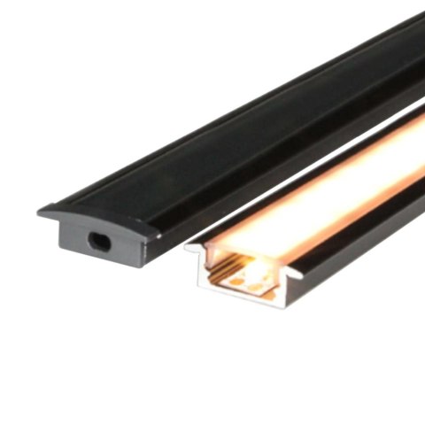 Profil do LED zestaw, ALU wpuszczany czarny V-TAC 2mb klosz czarny 24,7x7mm VT-8106