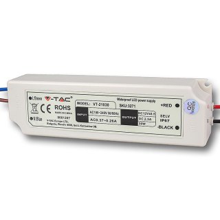 Zasilacz LED V-TAC 30W 12V 2.5A IP67 hermetyczny filtr EMI VT-21030