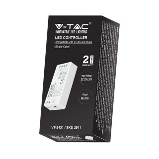 Kontroler sterownik ściemniacz V-TAC mono jednokolorowy 12A 12V-144W 24V-288W VT-2431