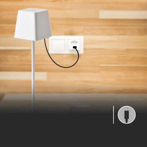 Lampka stołowa nocna V-TAC 2W LED 36cm ładowanie ściemnianie IP54 biała VT-7563 3000K 200lm