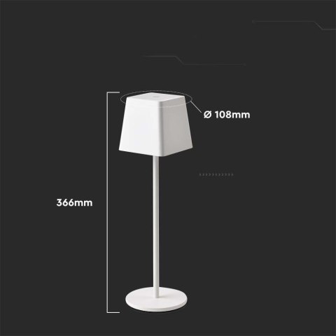 Lampka stołowa nocna V-TAC 2W LED 36cm ładowanie ściemnianie IP54 biała VT-7563 3000K 200lm