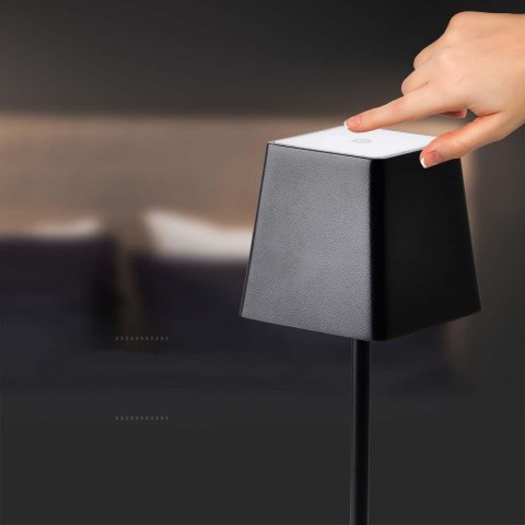 Lampka stołowa nocna V-TAC 2W LED 36cm ładowanie ściemnianie IP54 czarna VT-7563 3000K 200lm