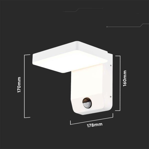 Naświetlacz elewacyjny V-TAC 17W czujnik ruchu biała IP65 VT-11020S 4000K 2520lm