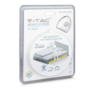 Nocne oświetlenie LED V-TAC czujnik ruchu pojedyncze łóżko VT-8067 4000K 260lm 3 lata gwarancji
