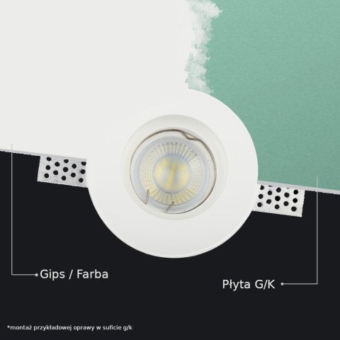 Oczko V-TAC gips GU10 wpuszczane okrągłe 120x120 białe VT-776SQ