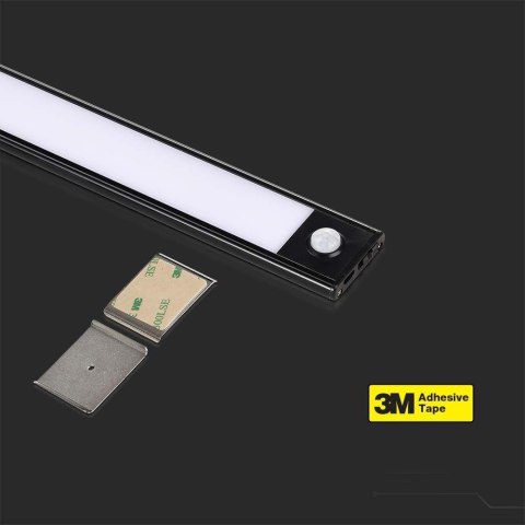 Oprawa podszafkowa V-TAC 2,5W LED czarna czujnik ruchu ładowanie USB 60cm VT-8143 4000K 260lm