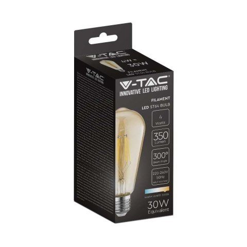 Żarówka LED V-TAC 4W E27 filament bursztyn vintage ST64 VT-1964 2200K 350lm