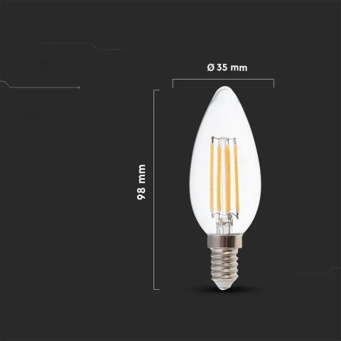 Żarówka LED V-TAC 4W filament E14 świeca VT-1986 6500K 400lm