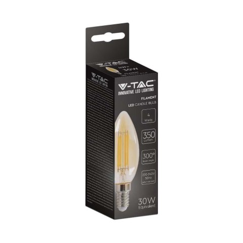 Żarówka LED V-TAC 4W filament E14 świeca bursztyn VT-1955 2200K 350lm