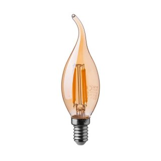 Żarówka LED V-TAC 4W filament E14 świeca bursztyn płomyk VT-1949 2200K 350lm