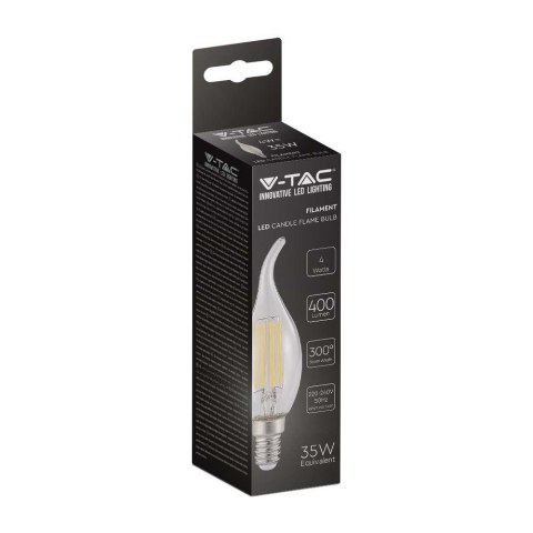 Żarówka LED V-TAC 4W filament E14 świeca płomyk VT-1997 4000K 400lm