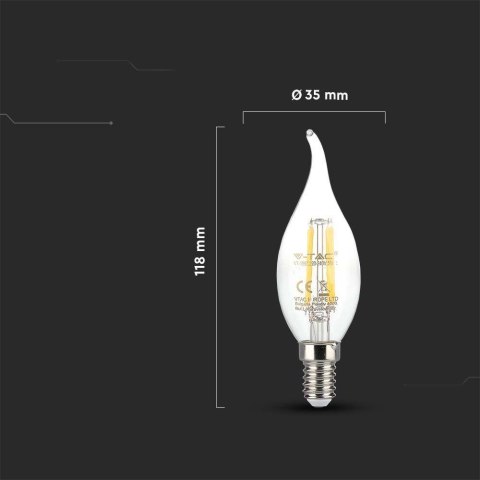 Żarówka LED V-TAC 4W filament E14 świeca płomyk VT-1997 4000K 400lm