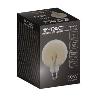 Żarówka LED V-TAC 6W filament E27 kula glob G125 bursztyn VT-1956 2200K 550lm