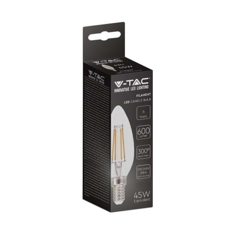 Żarówka LED V-TAC V-TAC 6W filament E14 świeca VT-2127 3000K 600lm