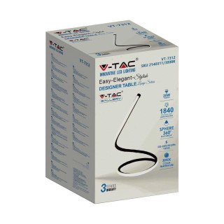 Lampka stołowa nocna LED V-TAC gięty czarny profil 20W 35cm VT-7312-B-N 3000K 1840lm 3 lata gwarancji