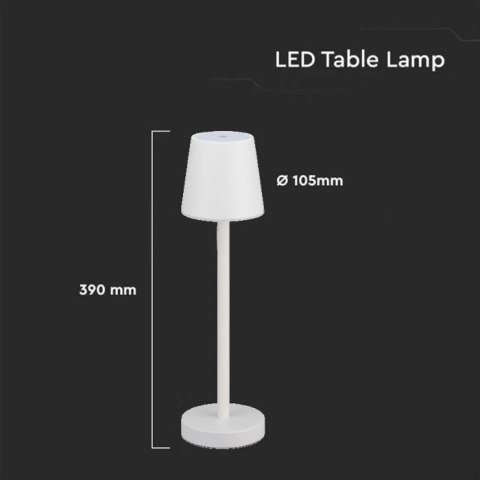 Lampka stołowa nocna V-TAC 3W LED 39cm ładowanie ściemnianie biała VT-7703 4000K 70lm