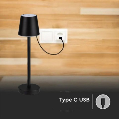 Lampka stołowa nocna V-TAC 3W LED 39cm ładowanie ściemnianie czarna VT-7703 4000K 70lm