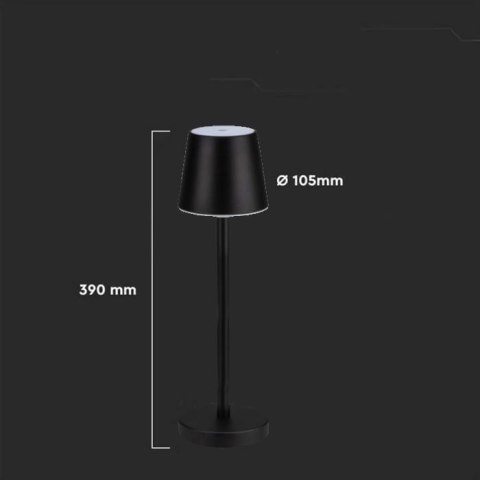 Lampka stołowa nocna V-TAC 3W LED 39cm ładowanie ściemnianie czarna VT-7703 4000K 70lm