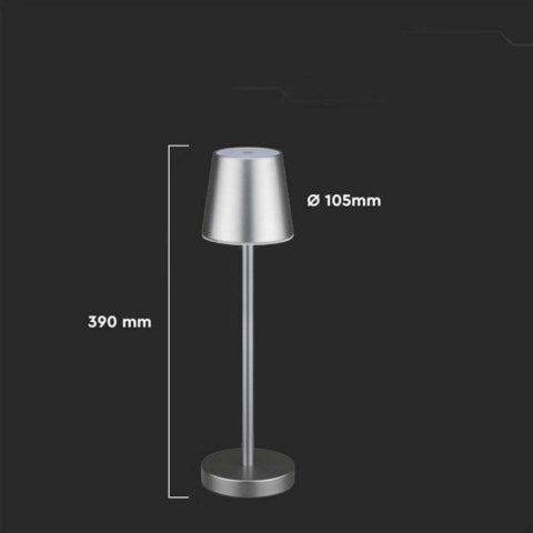 Lampka stołowa nocna V-TAC 3W LED 39cm ładowanie ściemnianie szara VT-7703 3000K 70lm