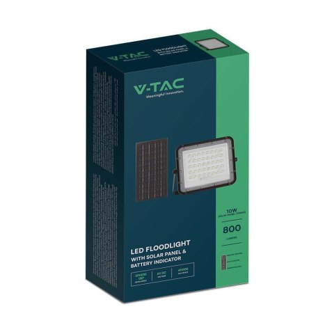 Naświetlacz LED solarny V-TAC 10W pilot auto timer IP65 czarny VT-80W 4000K 800lm