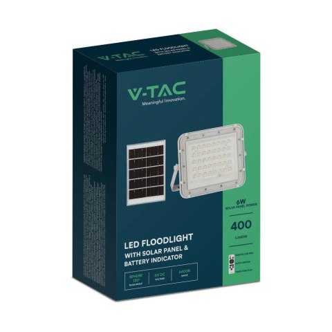 Naświetlacz LED solarny V-TAC 6W pilot auto timer IP65 biały VT-40W-W 4000K 400lm
