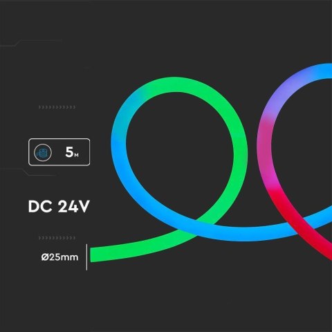Neon flex LED V-TAC 24V 5mb 12W/m magic color pilot sterownik VT-561 RGB
