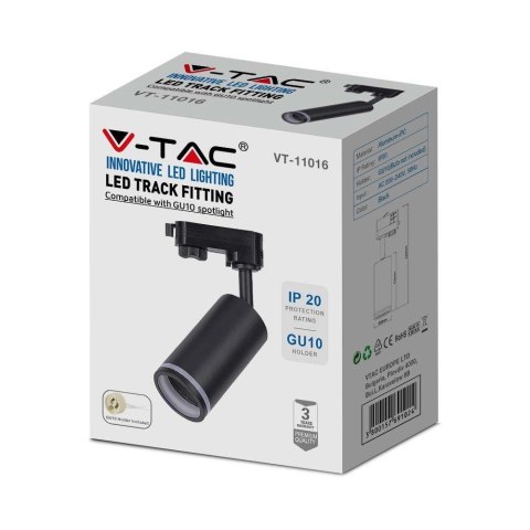 Oprawa GU10 V-TAC szynoprzewód 3F czarna VT-11016-B