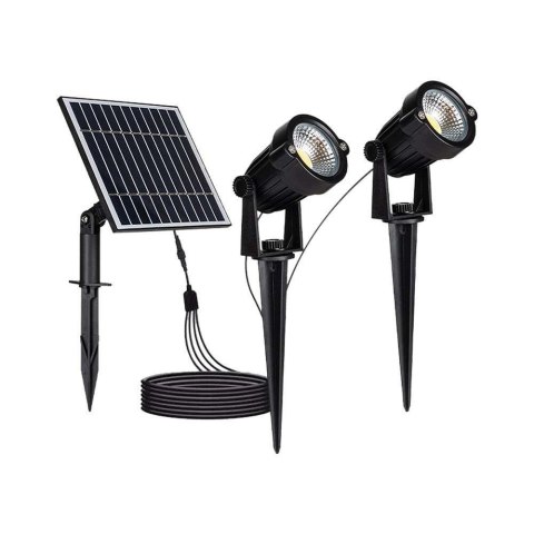 Oprawa gruntowa ogrodowa wbijana LED V-TAC solarna zestaw 2x1.2W IP65 VT-11031 3000K 90lm 3 lata gwarancji