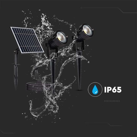 Oprawa gruntowa ogrodowa wbijana LED V-TAC solarna zestaw 2x1.2W IP65 VT-11031 3000K 90lm 3 lata gwarancji