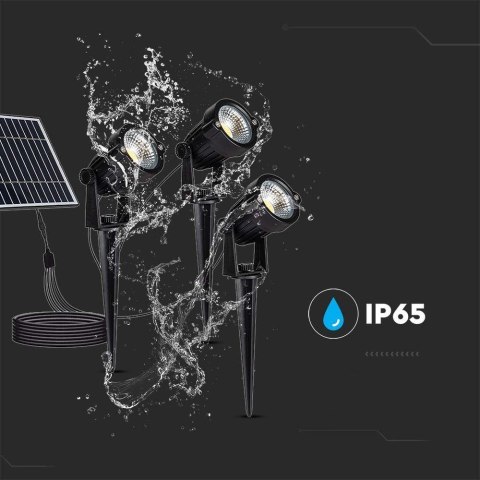 Oprawa gruntowa ogrodowa wbijana LED V-TAC solarna zestaw 3x1.2W IP65 VT-11032 3000K 50lm 3 lata gwarancji