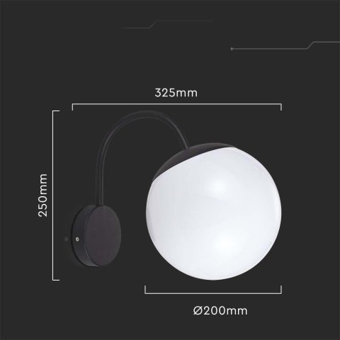 Oprawa ogrodowa kula V-TAC E27 kinkiet w dół czarny MAT VT-1223 3 lata gwarancji