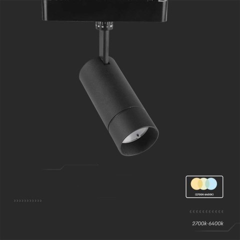 Oprawa projektor szynoprzewód smart 48V V-TAC 8W LED CCT 27st smart WI-FI tracklight czarna VT-908D 2700K-6400K 700lm 3 lata gwa