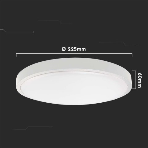 Oprawa sufitowa plafoniera V-TAC 18W LED okrągły IP44 czujnik ruchu mikrofalowy 23cm biały VT-8618S-W-RD 3000K 1800lm