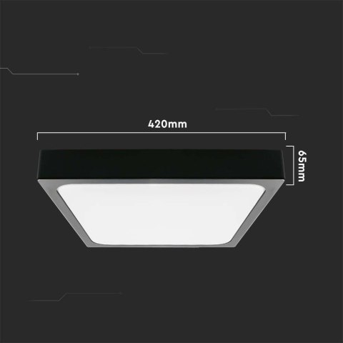 Oprawa sufitowa plafoniera V-TAC 30W LED kwadrat IP44 42x42cm czarny VT-8630B-SQ 6500K 3000lm