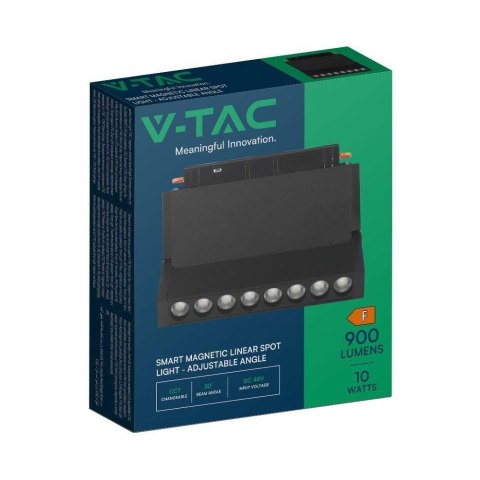 Oprawa szynoprzewód smart 48V V-TAC 10W LED CCT 30st smart WI-FI tracklight czarna VT-3610 2700K-6400K 900lm 3 lata gwarancji
