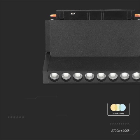 Oprawa szynoprzewód smart 48V V-TAC 10W LED CCT 30st smart WI-FI tracklight czarna VT-3610 2700K-6400K 900lm 3 lata gwarancji