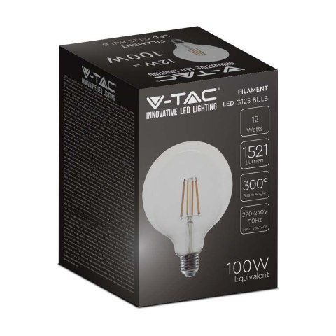 Żarówka LED V-TAC 12W filament E27 kula glob G125 VT-2143-N 4000K 1521lm