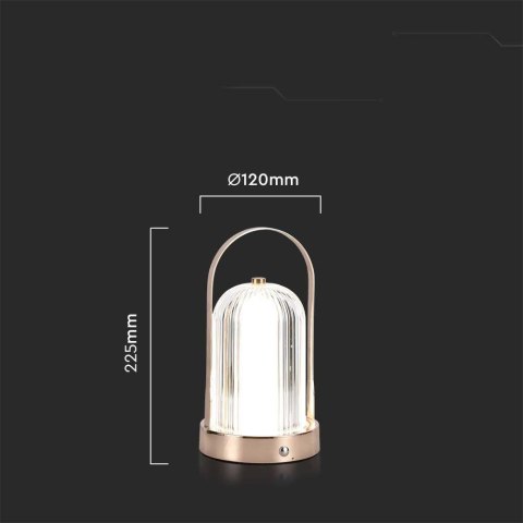 Lampka stołowa nocna V-TAC 1W LED 22cm ładowanie USB ściemnianie złota VT-1057 3000K-6000K 55lm