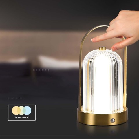 Lampka stołowa nocna V-TAC 1W LED 22cm ładowanie USB ściemnianie złota VT-1057 3000K-6000K 55lm