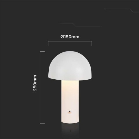 Lampka stołowa nocna V-TAC 1W LED 25cm ładowanie USB ściemnianie biała VT-1047 3000K-6000K 200lm