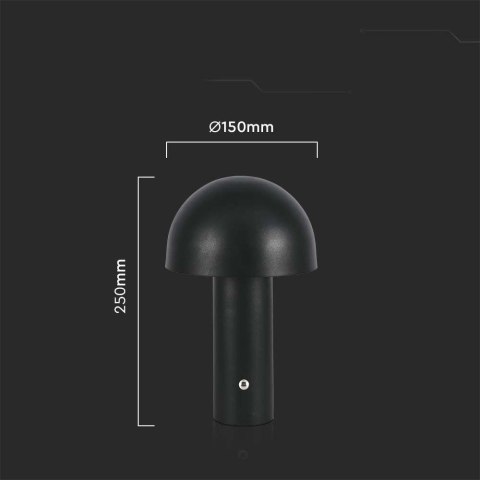 Lampka stołowa nocna V-TAC 1W LED 25cm ładowanie USB ściemnianie czarna VT-1047 3000K-6000K 200lm